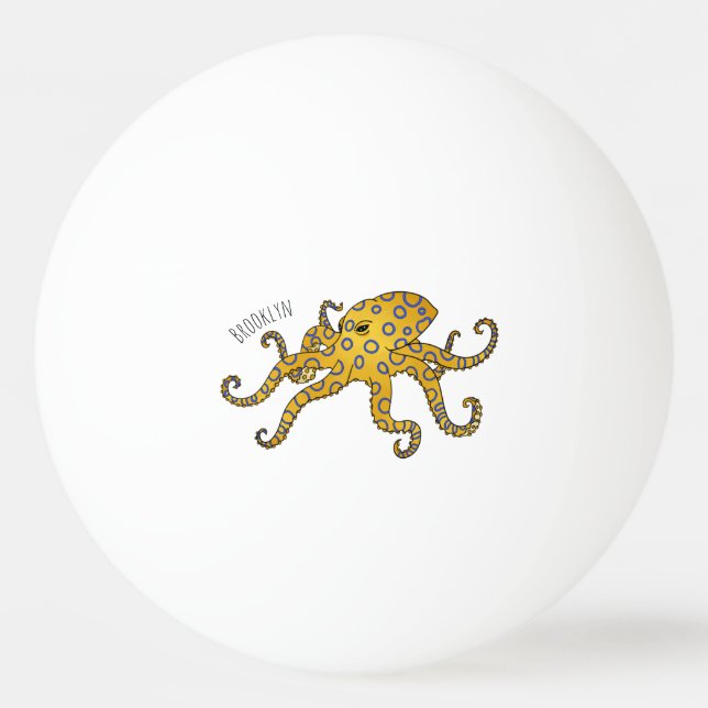Pelota De Ping Pong Ilustracion personalizado de pulpo de anillo azul (Anverso)