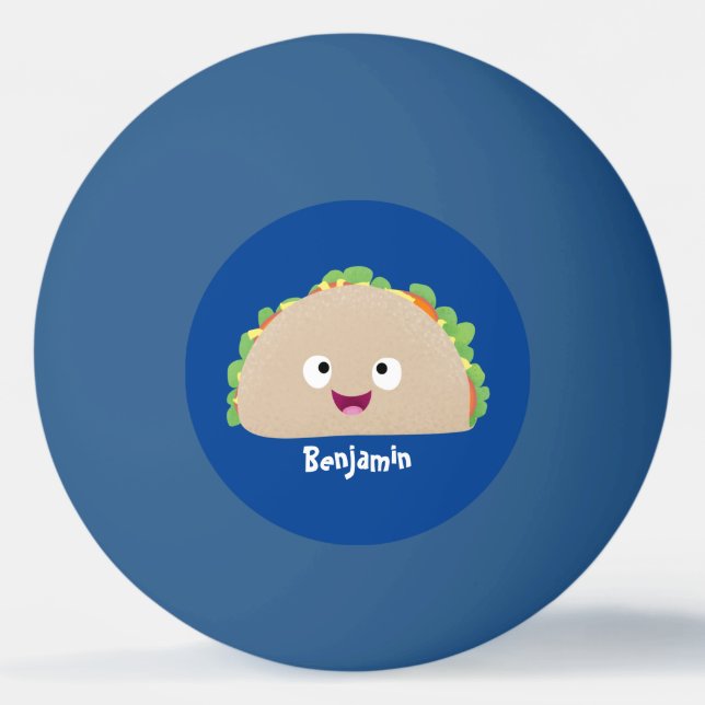 Pelota De Ping Pong Ilustracion personalizado de taco alegre sonriente (Anverso)