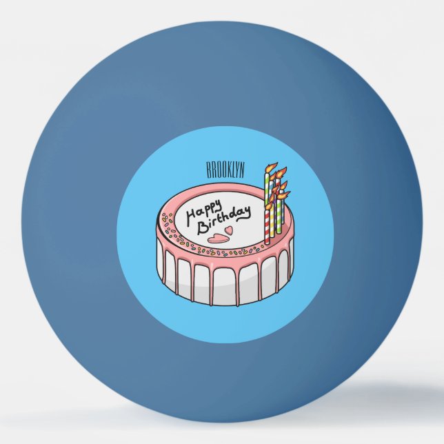 Pelota De Ping Pong Ilustracion personalizado de torta de cumpleaños (Anverso)
