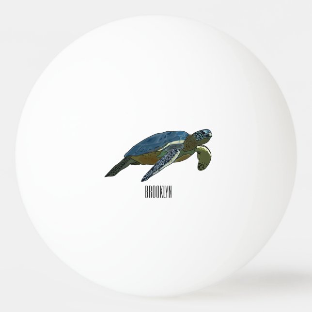 Pelota De Ping Pong Ilustracion personalizado de tortugas marinas (Anverso)