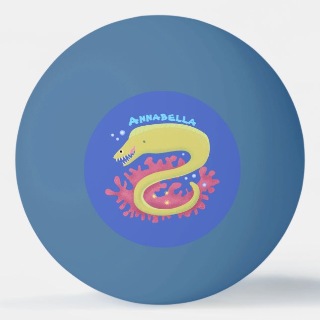 Pelota De Ping Pong Ilustracion personalizado gracioso de moray verde (Anverso)