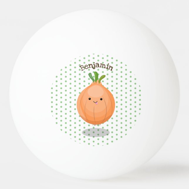 Pelota De Ping Pong Ilustracion personalizado verde de cebolla marrón  (Anverso)
