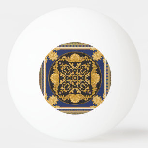 Pelota De Ping Pong Impresión de Bandana: Oro azul negro.