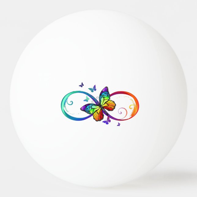 Pelota De Ping Pong Infinidad vibrante con mariposa arco iris sobre ne (Anverso)