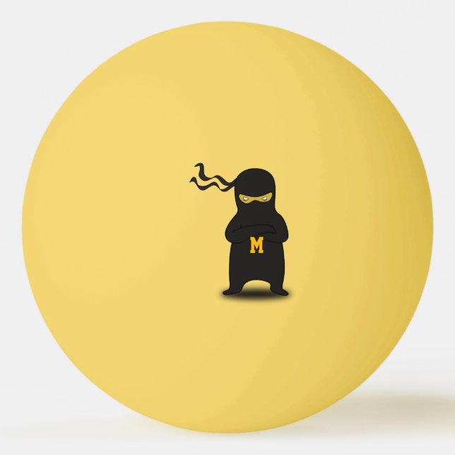 Pelota De Ping Pong Inicial. Kawaii Cute Ninja para Nerd Geek. (Anverso)