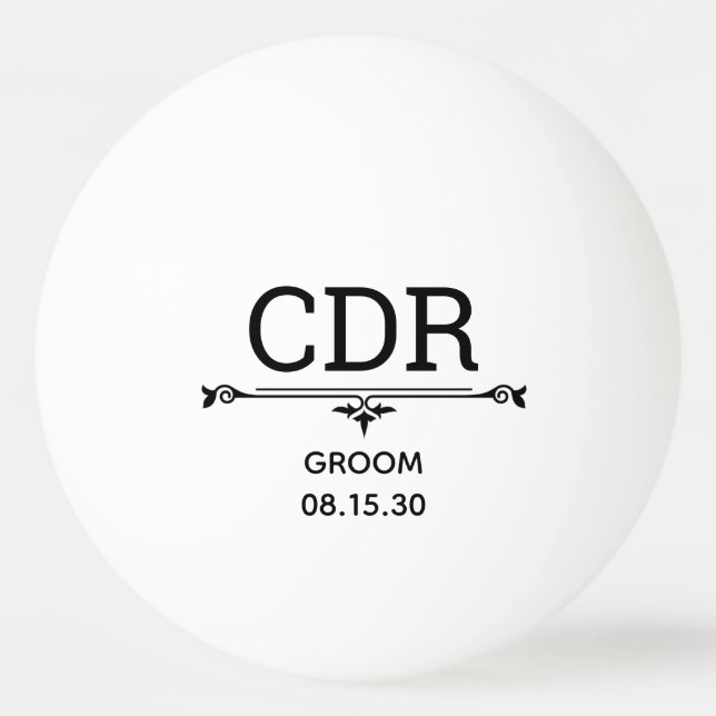 Pelota De Ping Pong Iniciales de Groom (Anverso)