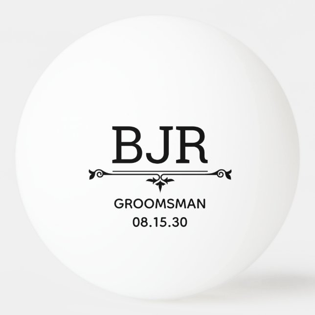 Pelota De Ping Pong Iniciales de Groomsman (Anverso)