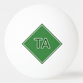 Pelota De Ping Pong Iniciales minimalistas en verde sobre verde