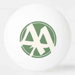 Pelota De Ping Pong Iniciales sobredimensionadas en blanco y verde