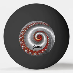 Pelota De Ping Pong JAMES ~ Shell plateado ~ Diseño fractal ~