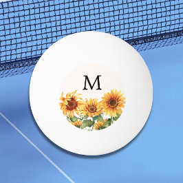 Pelota De Ping Pong Jardín de girasol amarillo y rubio monogramado