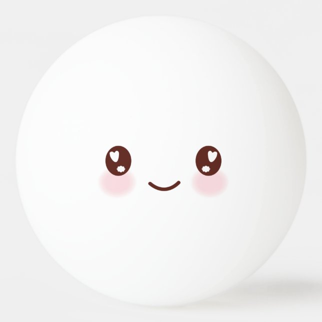 Pelota De Ping Pong Kawaii Cara Graciosa. Emoji. Emoticón. (Anverso)