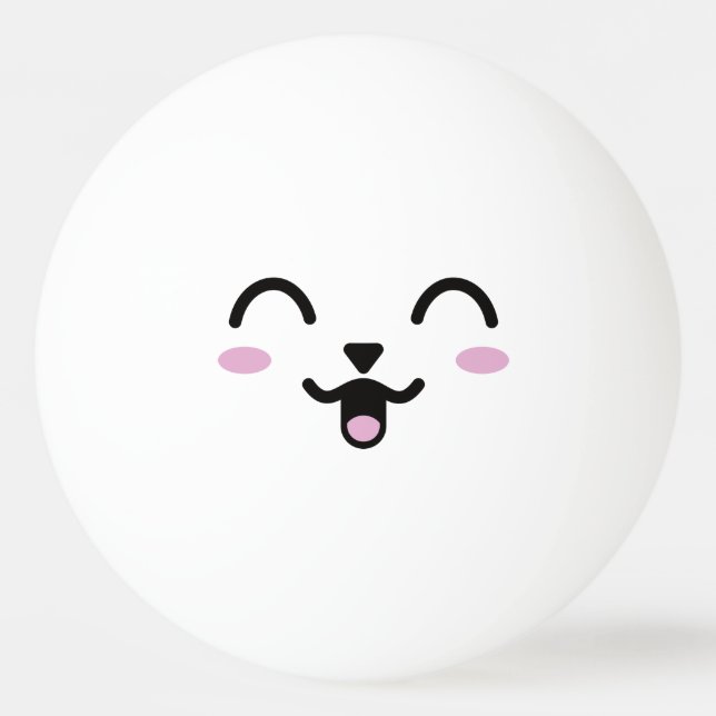 Pelota De Ping Pong Kawaii Cara Graciosa. Emoji. Emoticón. (Anverso)