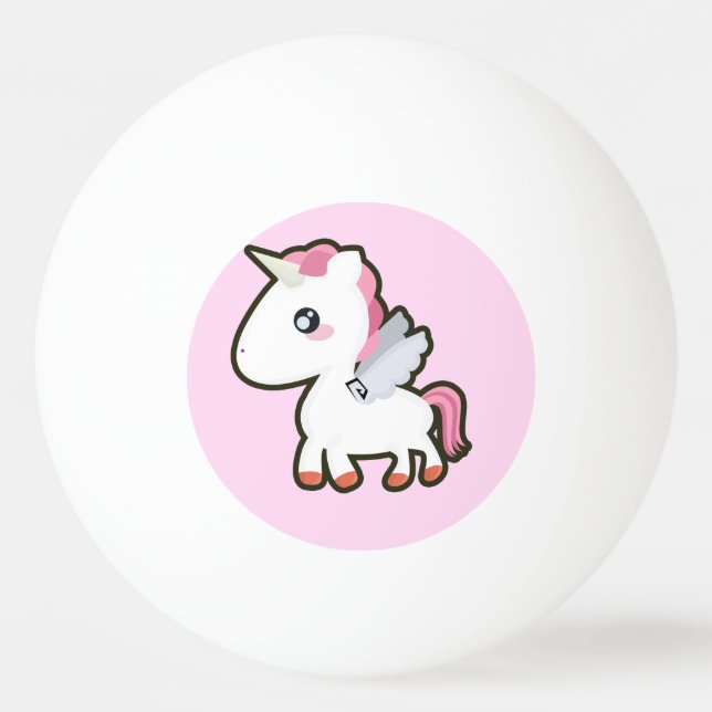 Pelota De Ping Pong Kawaii Unicorn (Anverso)