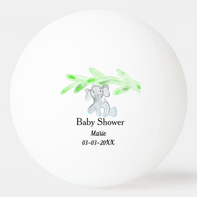 Pelota De Ping Pong La simple ducha de bebé elefante gris azul añade u (Anverso)