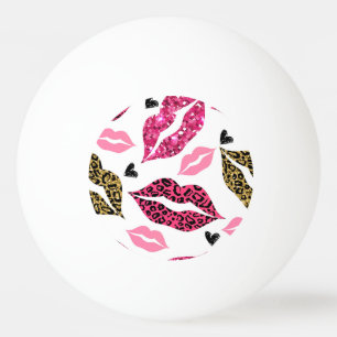 Pelota De Ping Pong Labios brillantes: Patrón de moda Leopard