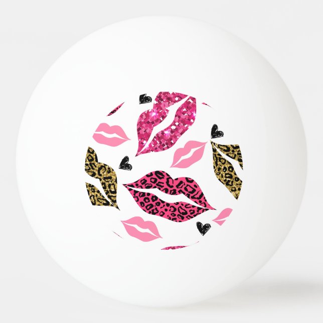 Pelota De Ping Pong Labios brillantes: Patrón de moda Leopard (Anverso)
