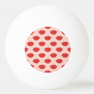 Pelota De Ping Pong labios personalizados: patrón de doodle feminista.