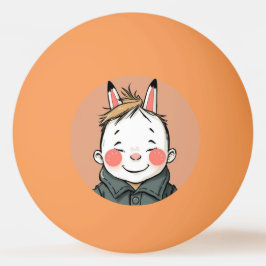 Pelota De Ping Pong Lächelnder Junge mit Hasenohren Kindliche Freude 