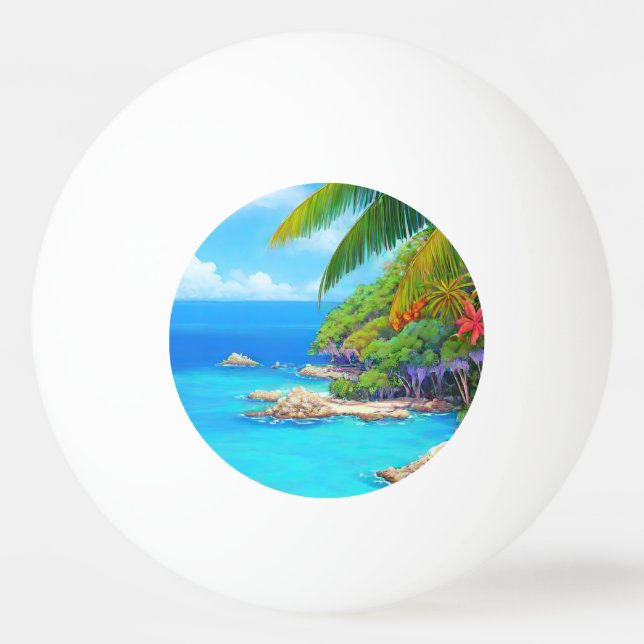 Pelota De Ping Pong Laguna tropical (Anverso)