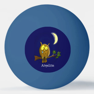 Pelota De Ping Pong Lechuza triste con lágrimas y luna le echa de meno