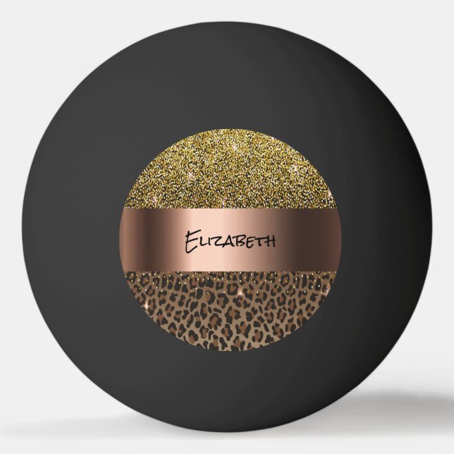 Pelota De Ping Pong Leopard patrón marrón nombre metálico de bronce ne (Anverso)