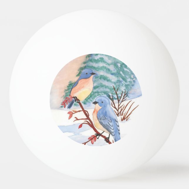 Pelota De Ping Pong Les mésanges peintes à l'aquarelle (Anverso)