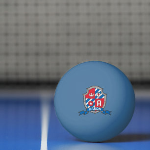 Pelota De Ping Pong Letra Aaron escudo águila azul rojo
