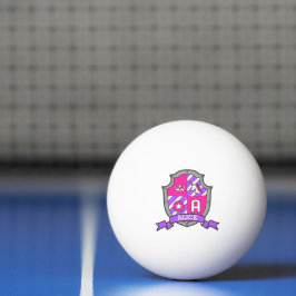 Pelota De Ping Pong Letra Alice A escudo unicornio rosa morado