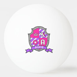 Pelota De Ping Pong Letra Alice A escudo unicornio rosa morado