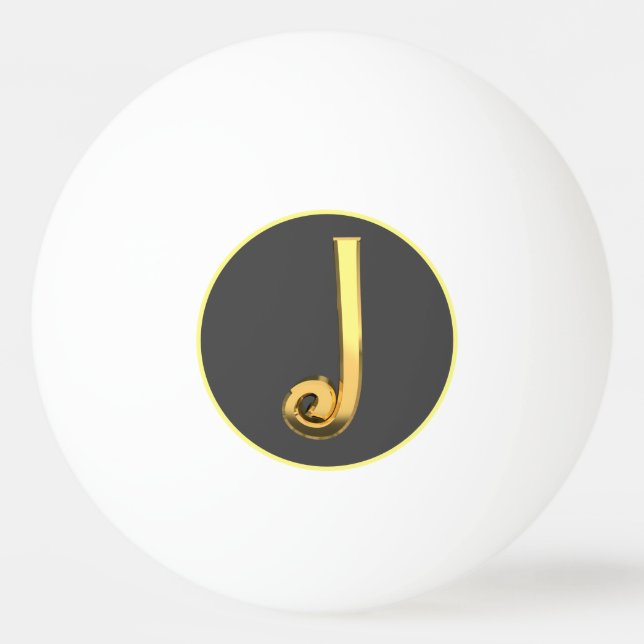 Pelota De Ping Pong Letra dorada J personalizada (Anverso)
