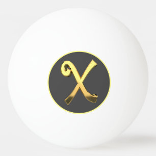 Pelota De Ping Pong Letra dorada X personalizada