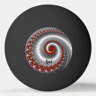 Pelota De Ping Pong LEVI ~ Shell plateado ~ Diseño fractal ~ ~