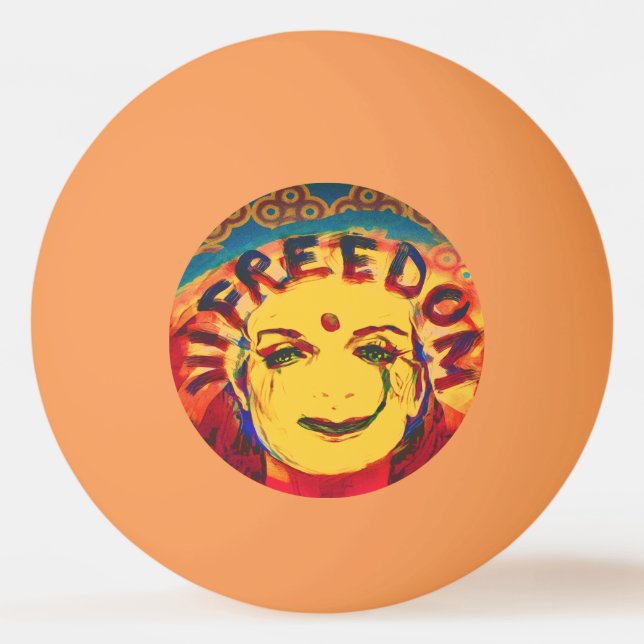Pelota De Ping Pong Libertad Cara sonriente amarilla (Anverso)