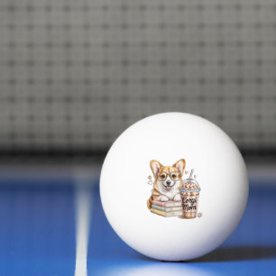 Pelota De Ping Pong Libros de Corgis y café helado para perro