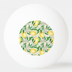 Pelota De Ping Pong Limones acuarelas, patrón de fruta sin costura.