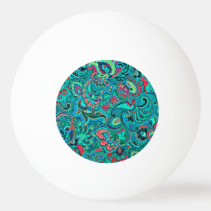 Pelota De Ping Pong Lindo floral turquesa vintage