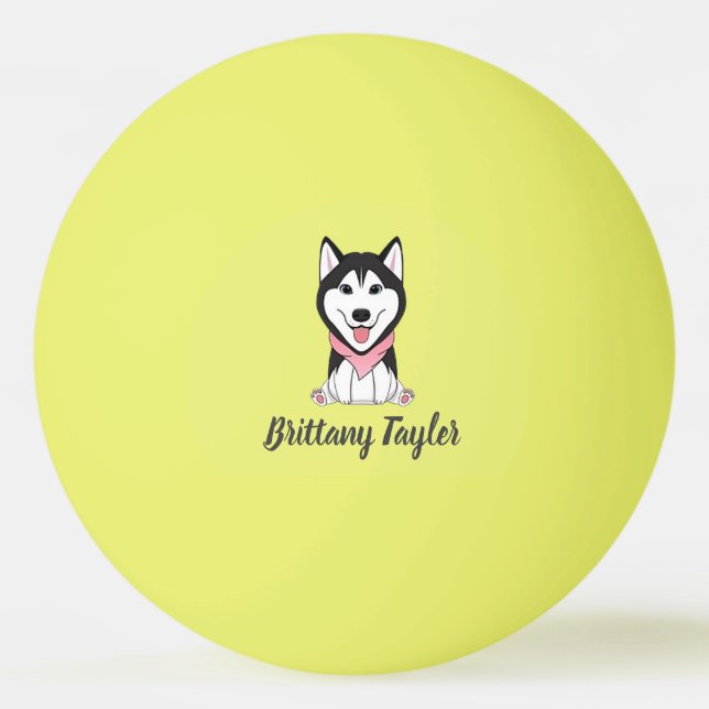 Pelota De Ping Pong Lindo perro husky blanco y negro (Anverso)
