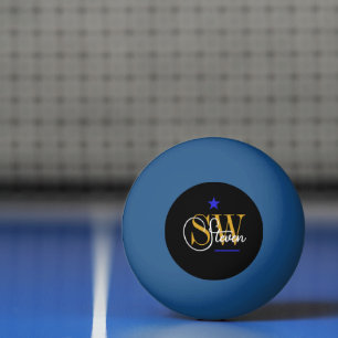 Pelota De Ping Pong Línea Azul y nombre monogramado / Firma moderna