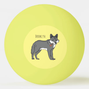 Pelota De Ping Pong Lobo gris con ilustracion de personalizado de tube