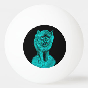 Pelota De Ping Pong Lobo negro enojado en la noche
