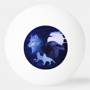 Pelota De Ping Pong Lobos y Raven con luna llena