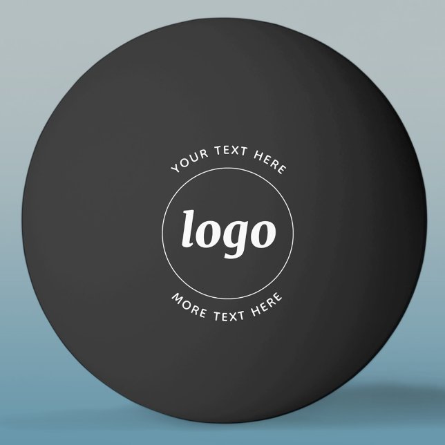 Pelota De Ping Pong Logotipo simple con negocio de texto (Simple logo with custom text business branding promotional ping pong ball)