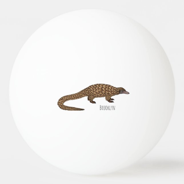 Pelota De Ping Pong Long-tailed pangolin cartoon illustration  (Anverso)