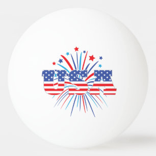 Pelota De Ping Pong Los E.E.U.U. con los fuegos artificiales blancos y