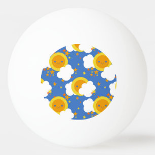 Pelota De Ping Pong Luna Kawaii Caída, Estrellas, Sol