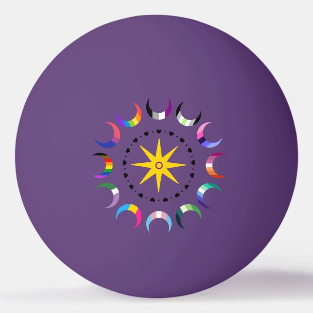 Pelota De Ping Pong Lunas de Orgullo Queer Crescent (Anverso)