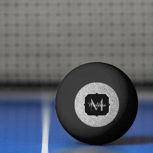 Pelota De Ping Pong Luz gris plateada brillo destellos Monograma