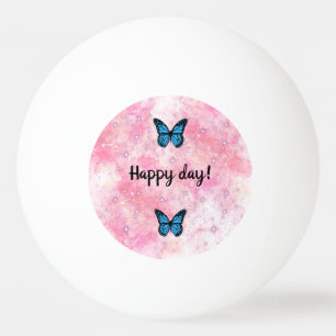 Pelota De Ping Pong Magical blue butterfly pink glitter art
