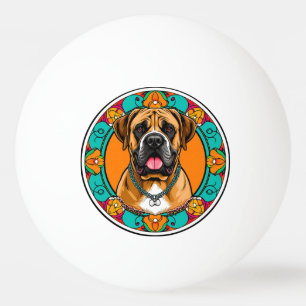 Pelota De Ping Pong Majestuoso retrato de perro en vibrante mandala fl